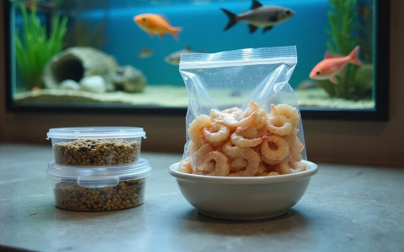Frozen mysis being prepared for quarantine fish feeding