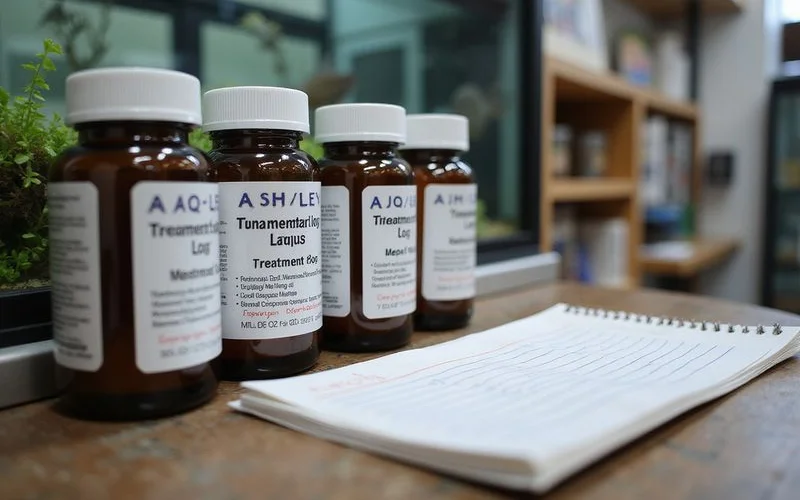 Bottles of Fritz Mardel and Seachem ParaGuard aquarium medications on counter