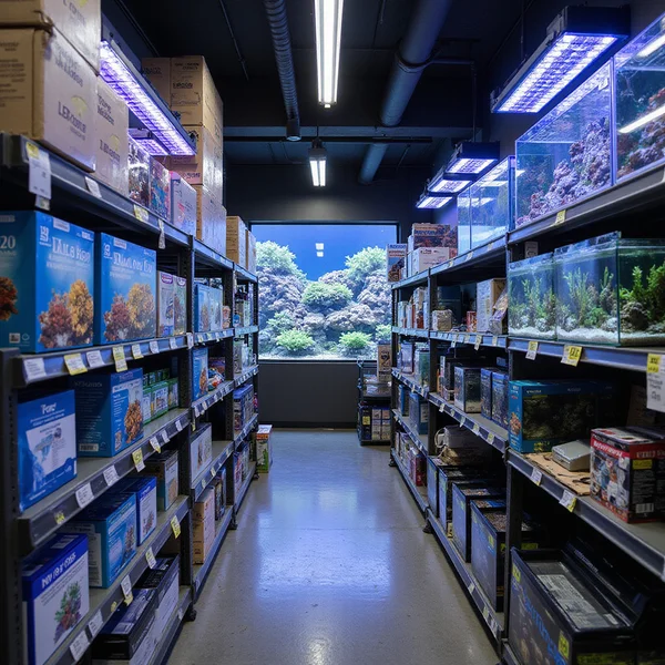 Equipment aisle with filters and lighting