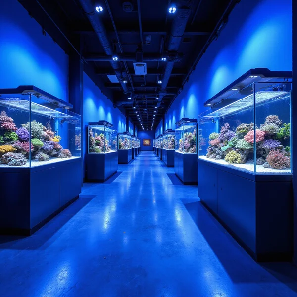 Saltwater room with marine display tanks